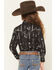 Image #4 - Cowgirl Hardware Girls' Horse Southwest Long Sleeve Snap Stretch Western Shirt, Black, hi-res