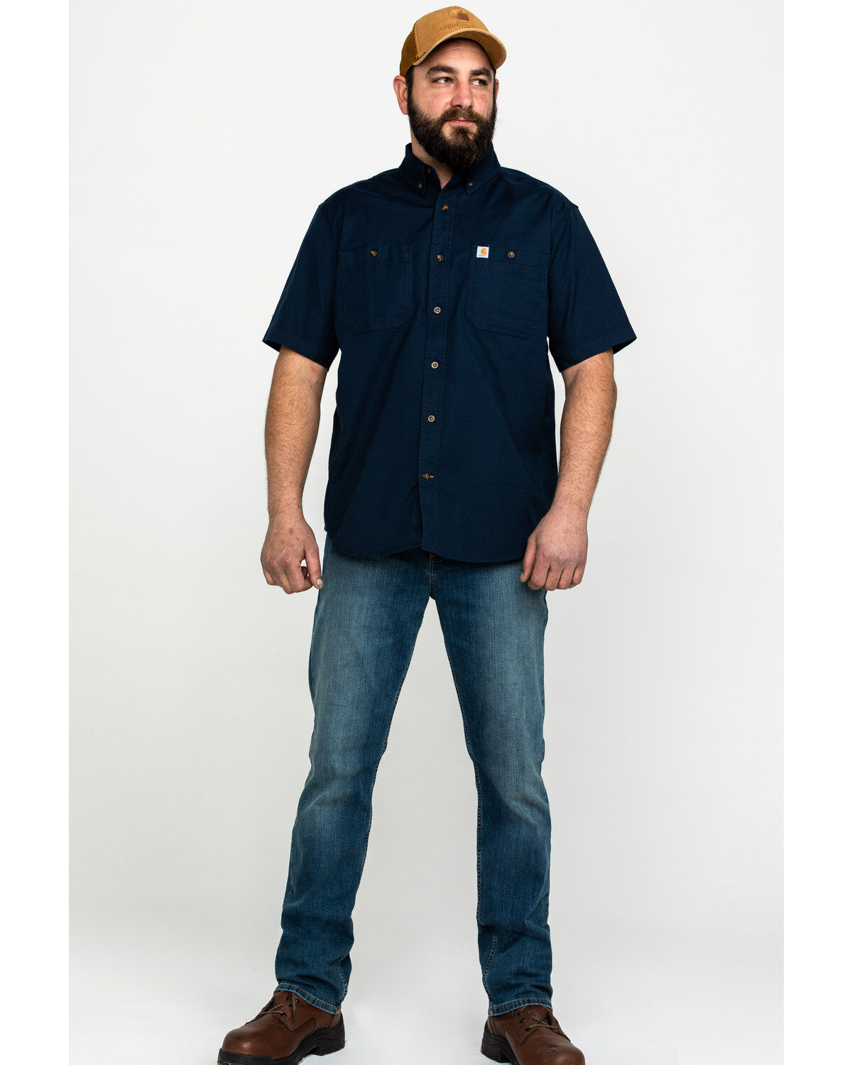 Image #6 - Carhartt Men's Rugged Flex&reg; Rigby Short Sleeve Work Shirt, Navy, hi-res