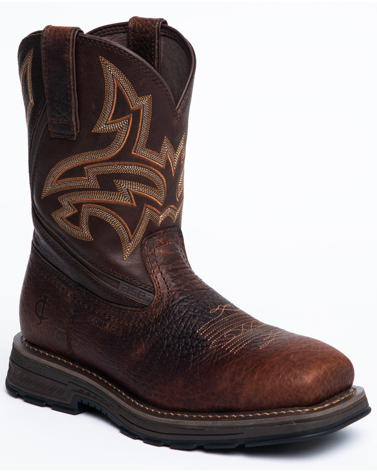 Image #1 - Cody James Men's 11" ASE7 Disruptor Western Work Boots - Nano Composite Toe, Brown, hi-res