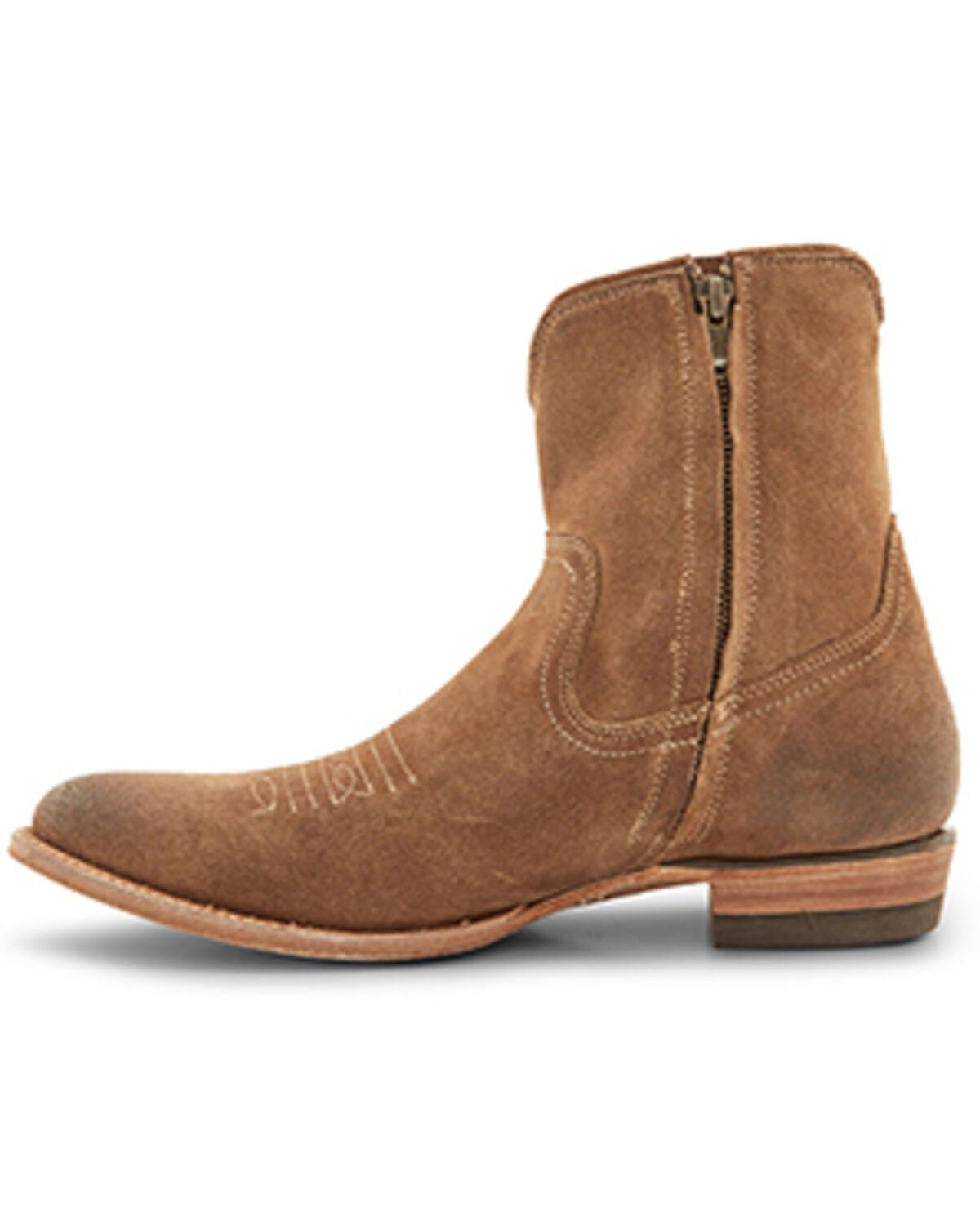Image #3 - Frye Men's Austin Inside Zip Roughout Ankle Boots - Round Toe, Brown, hi-res