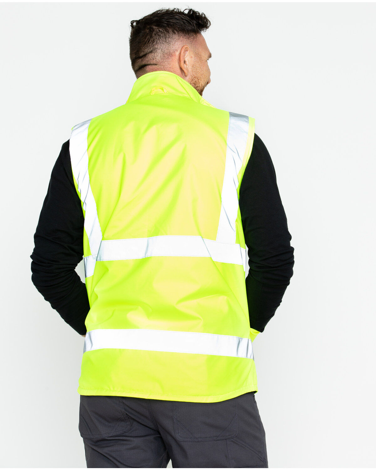 Image #2 - Hawx Men's Reversible Hi-Vis Reflective Work Vest - Big & Tall, Yellow, hi-res