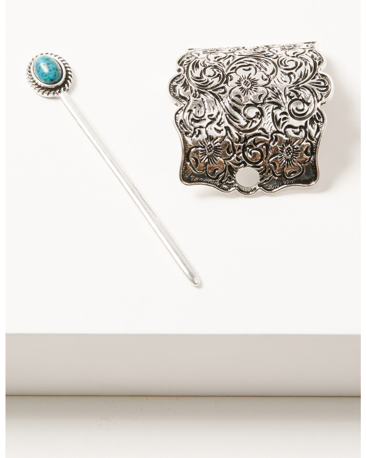Image #4 - Shyanne Women's American Heritage Stamped Silver Ponytail Hair Pin, Silver, hi-res