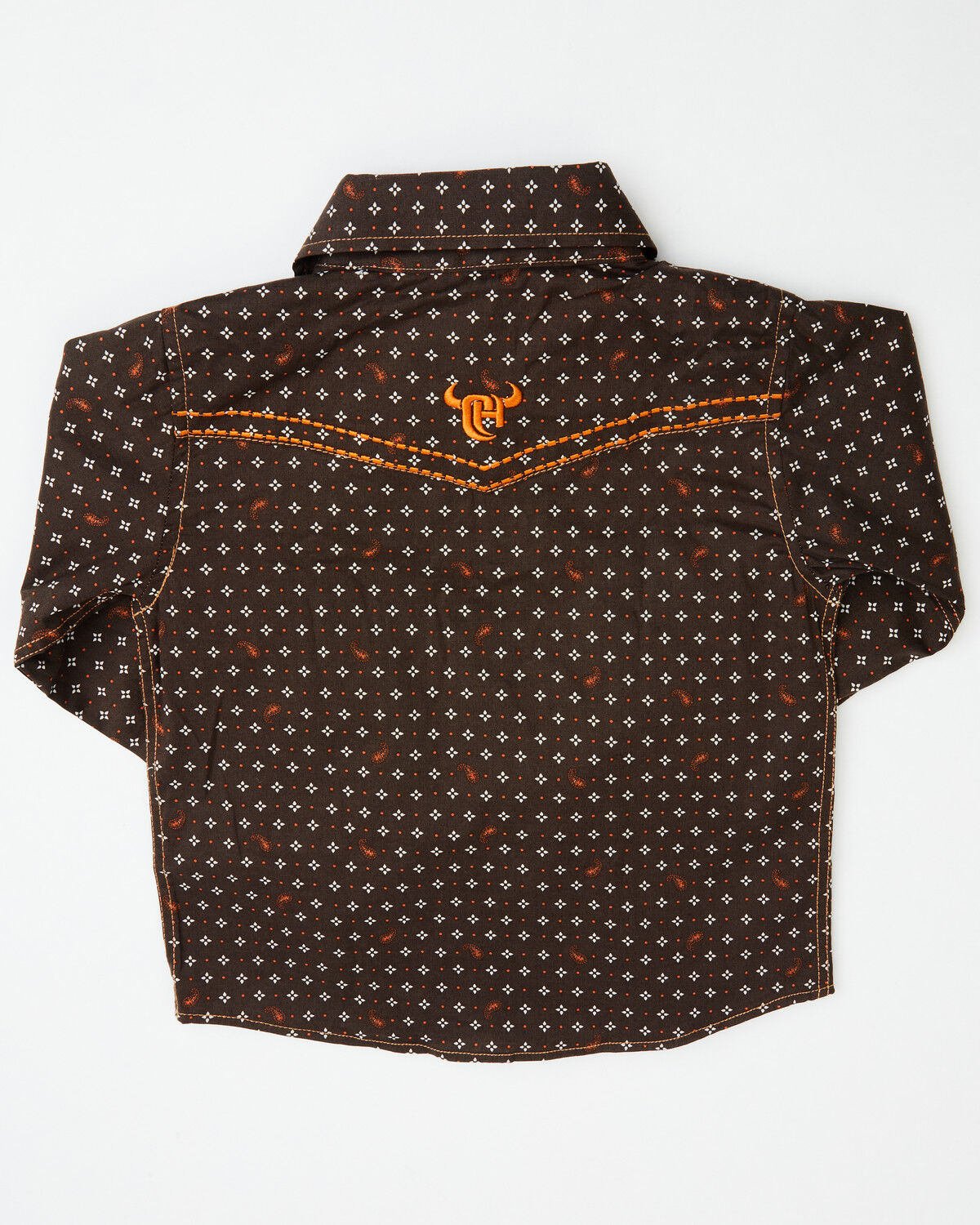 Image #3 - Cowboy Hardware Toddler Boys' Geo Print Long Sleeve Snap Stretch Western Shirt, Brown, hi-res