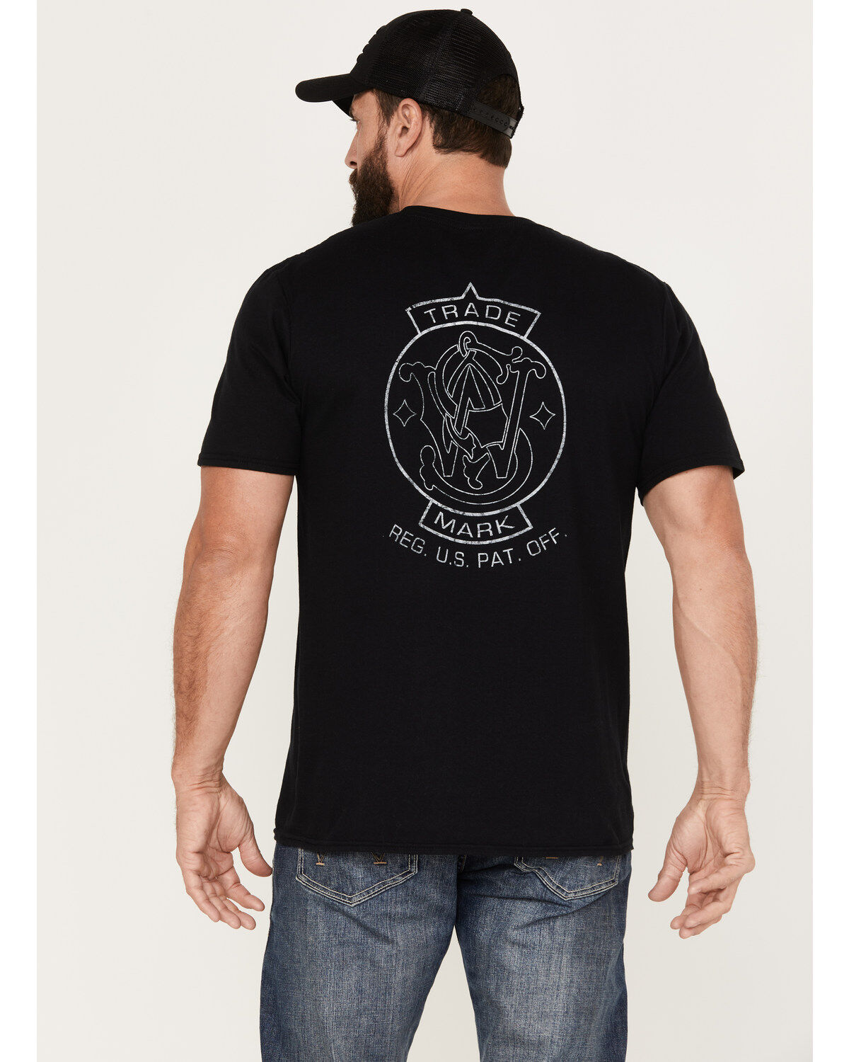 Image #3 - Smith & Wesson Men's Original Trademark Short Sleeve Graphic T-Shirt, Black, hi-res