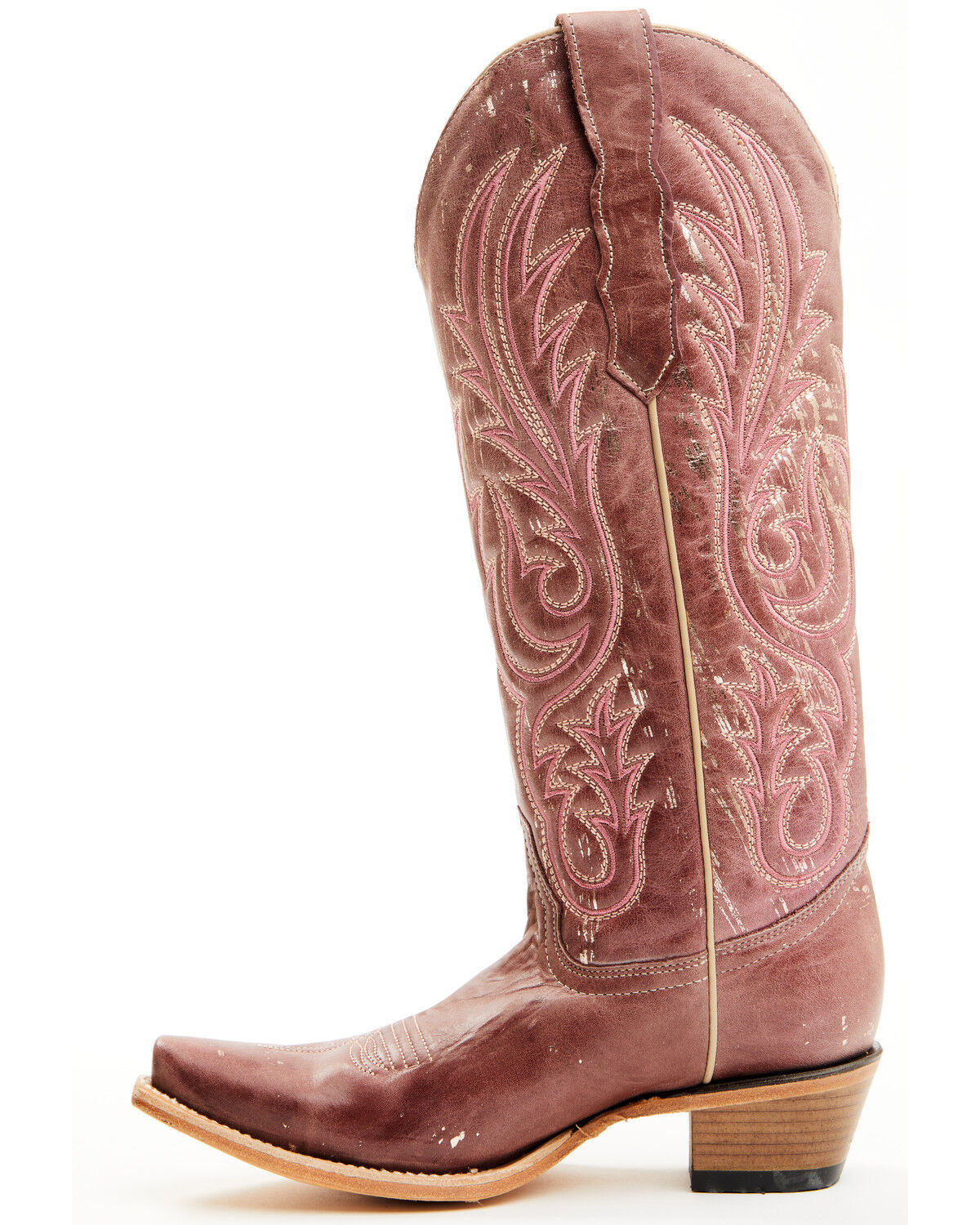 Image #3 - Circle G Women's Embroidered Tall Western Boots - Snip Toe, Pink, hi-res
