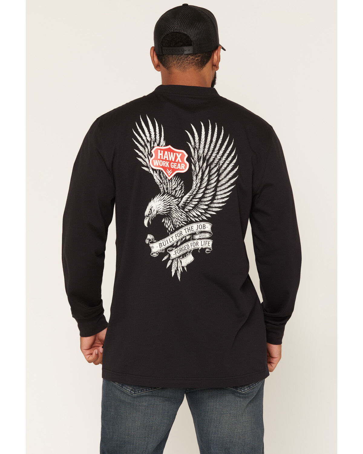 Image #1 - Hawx Men's Built For The Job Long Sleeve Graphic Work T-Shirt, Black, hi-res