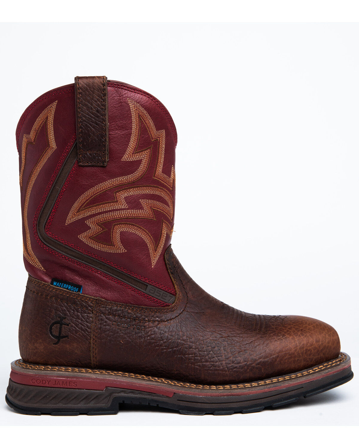 Image #2 - Cody James Men's 11" ASE7 Disruptor Waterproof Western Work Boots - Nano Composite Toe, Brown, hi-res