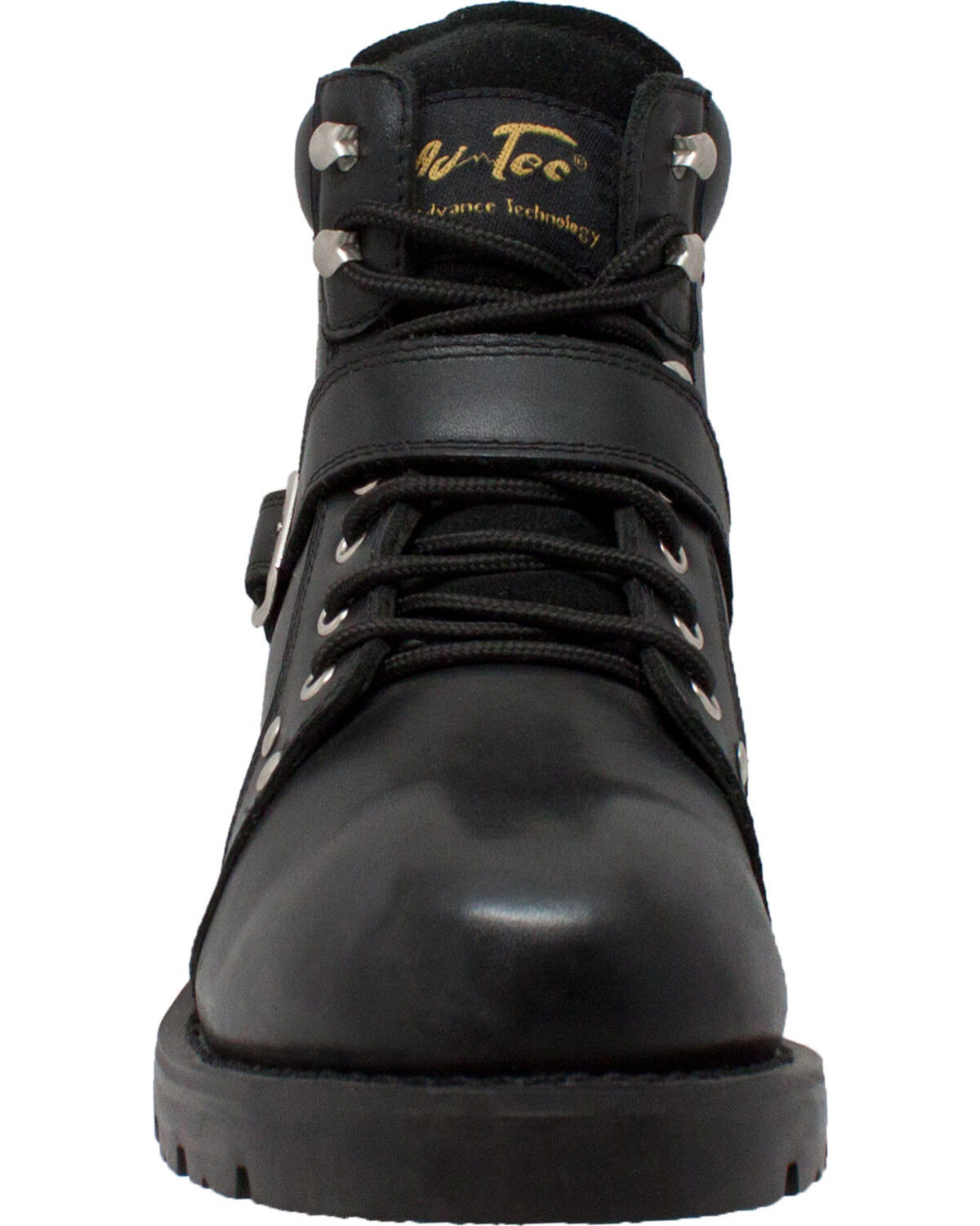 Image #3 - Ad Tec Men's 6" Lace Zipper Biker Boots - Round Toe, Black, hi-res