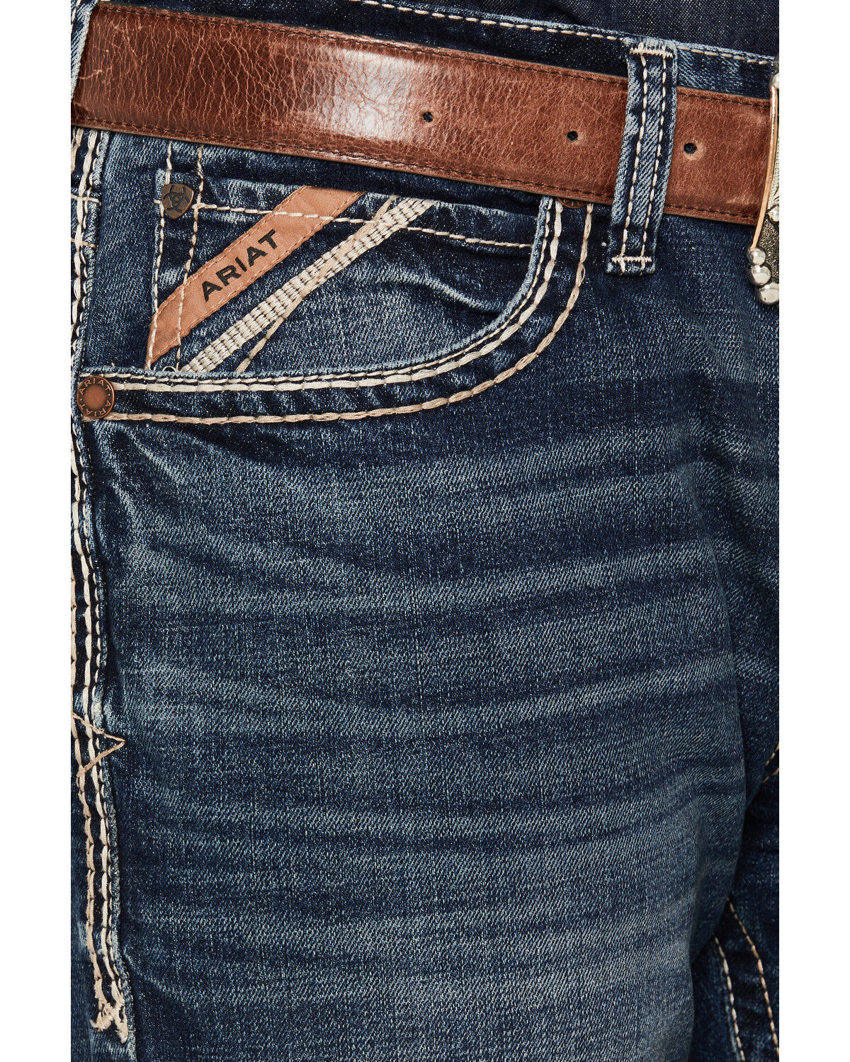 Image #2 - Ariat Men's M4 Silverton Crawford Medium Wash Relaxed Bootcut Stretch Denim Jeans - Big, Medium Wash, hi-res