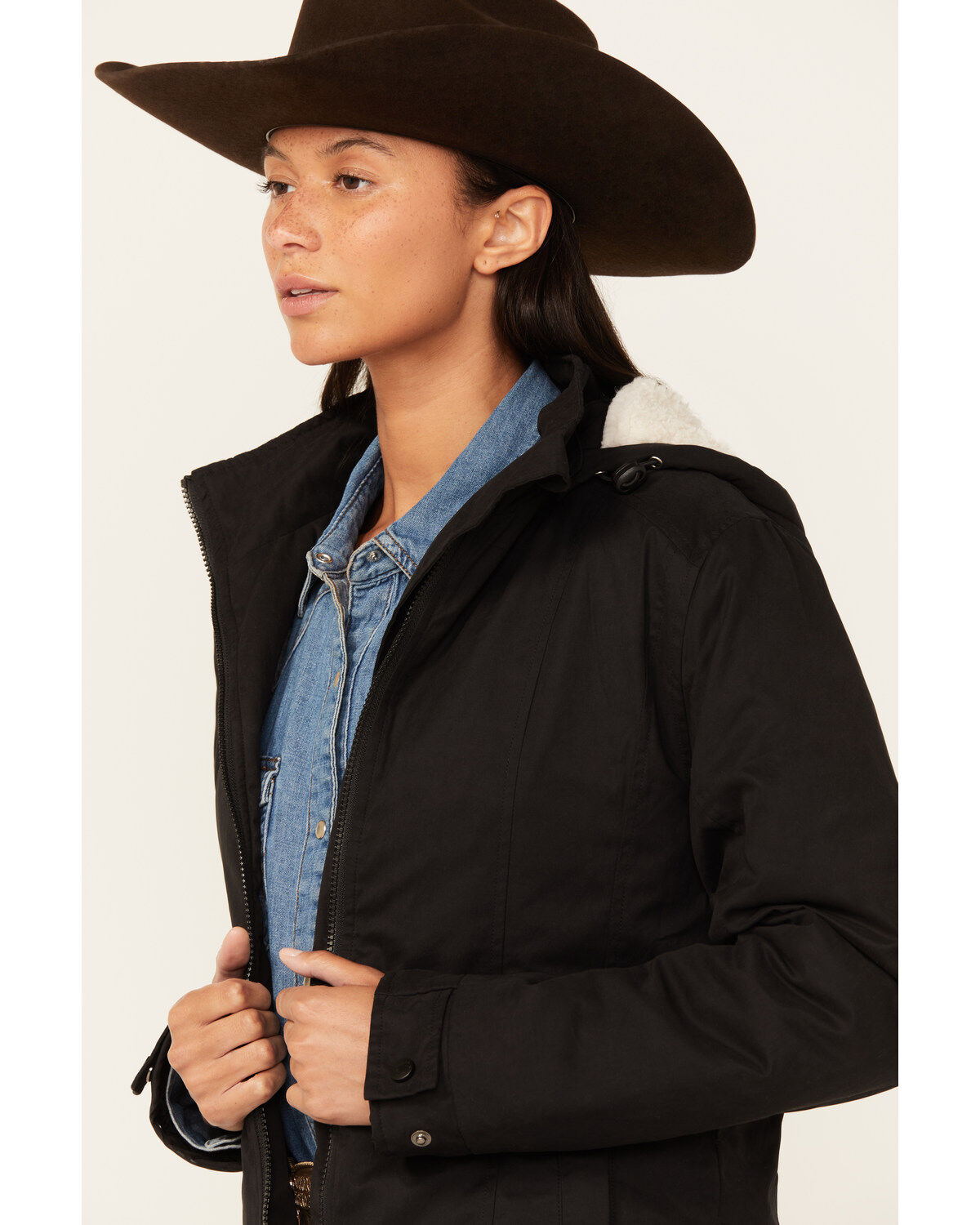 Image #2 - Outback Trading Co Women's Berber Lined Hooded Hattie Jacket, Black, hi-res