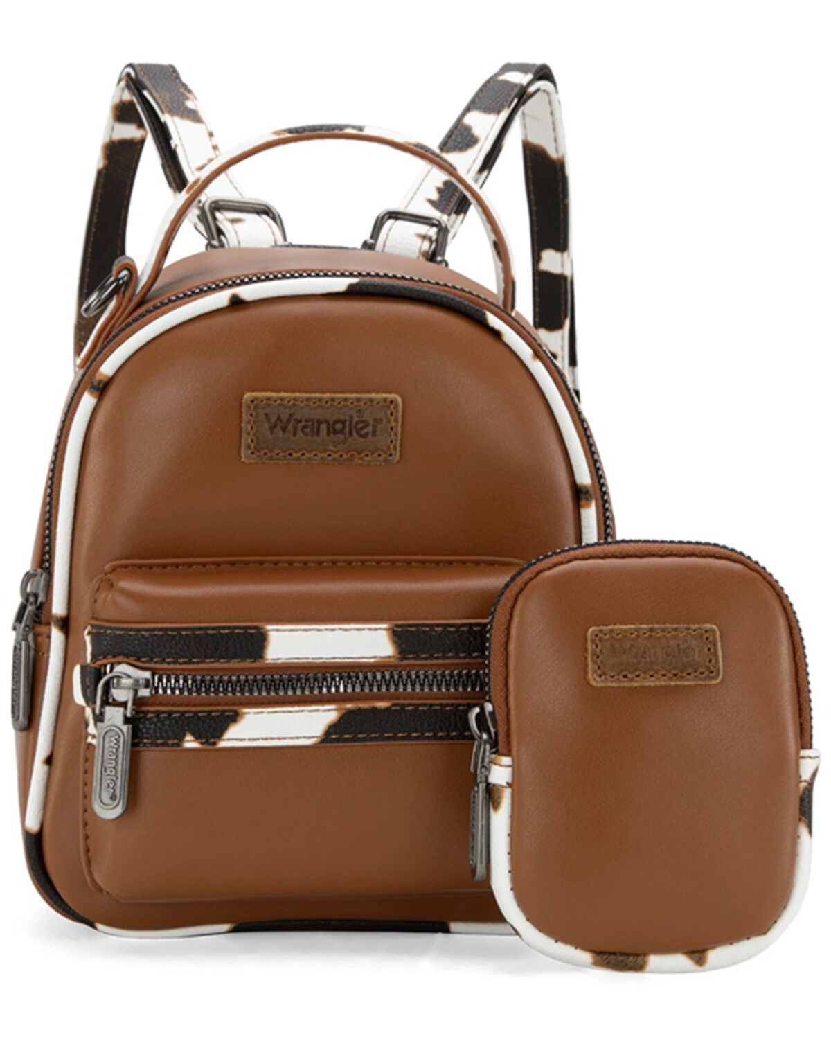 Image #1 - Wrangler Cow Print Mini Backpack, Brown, hi-res