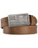 Image #1 - Justin Men's Flying High Leather Belt with Flag Buckle, Brown, hi-res