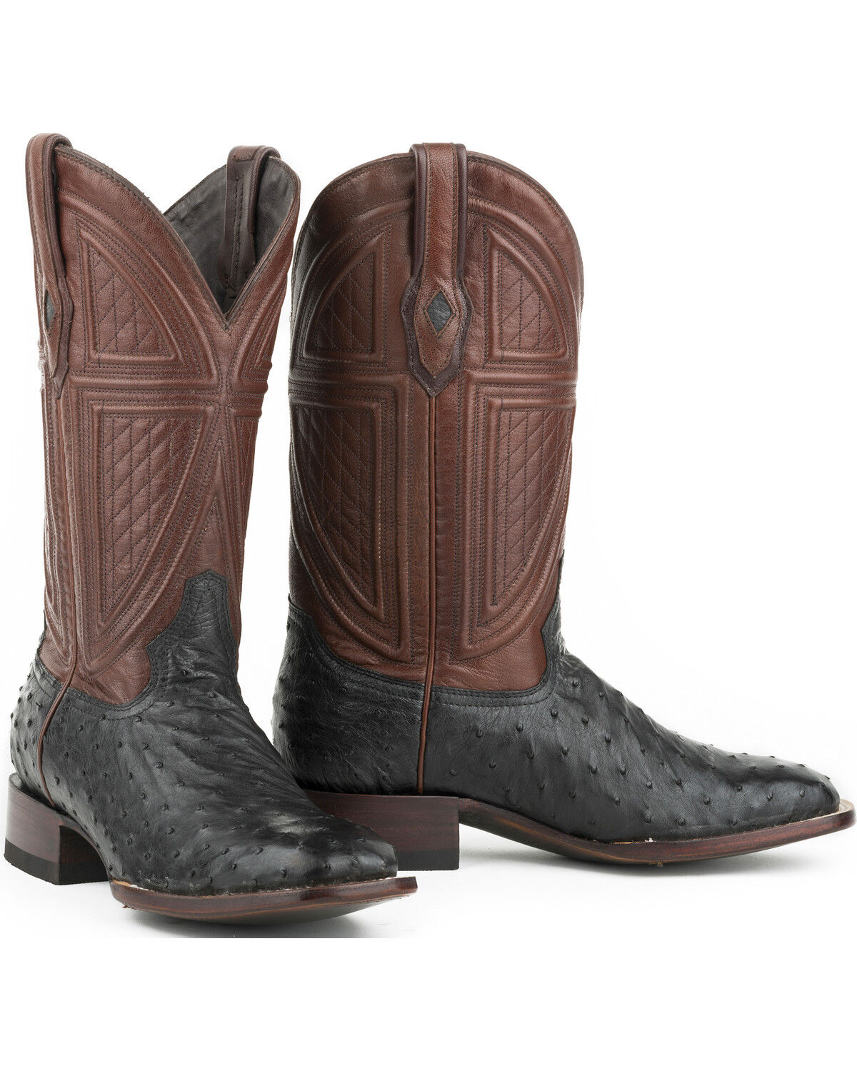 Image #1 - Stetson Men's Black Full Ostrich Western Boots - Square Toe, Black, hi-res
