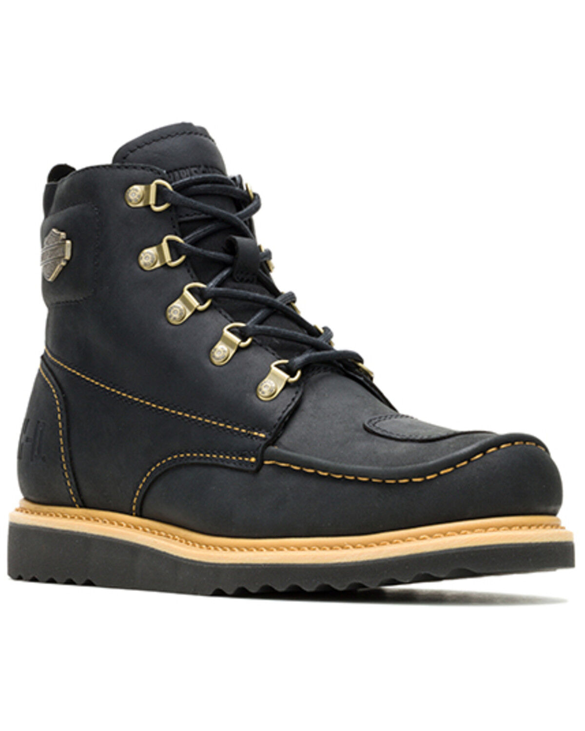 Image #1 - Harley Davidson Men's Hagerman Lace-Up Motorcycle Boots - Moc Toe, Black, hi-res
