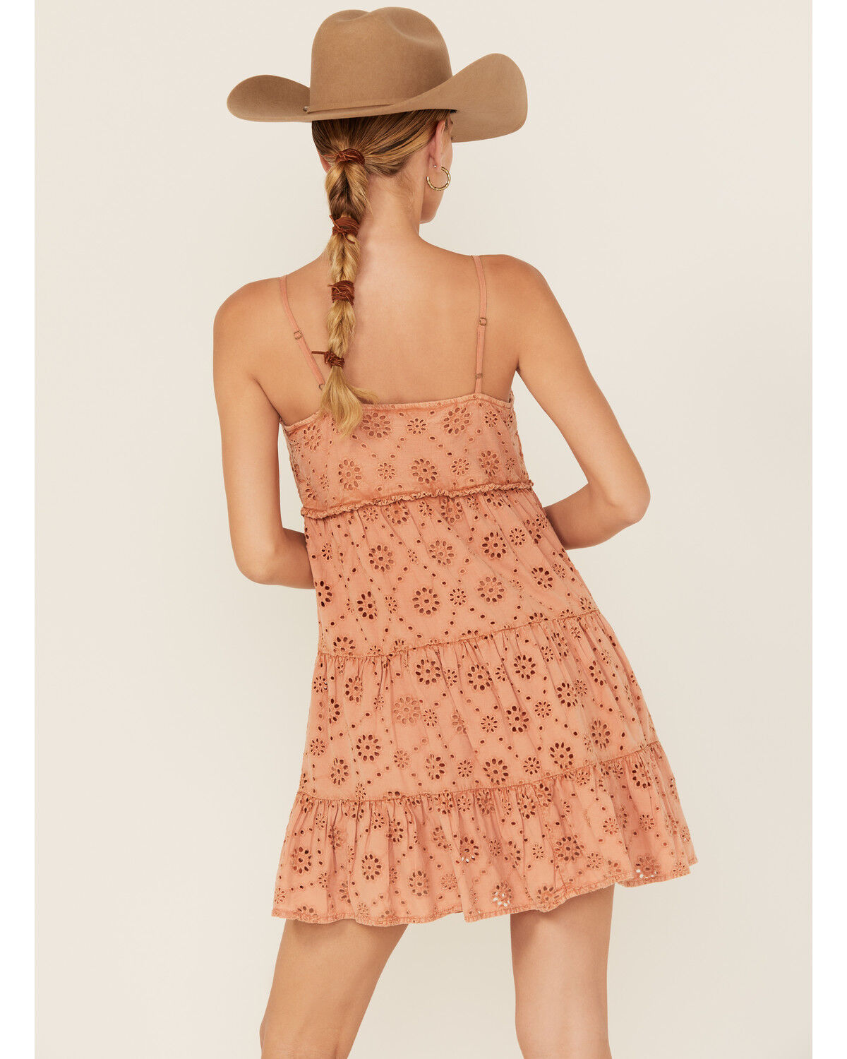 Image #4 - Rock & Roll Denim Women's Eyelet Sleeveless Mini Dress, Rust Copper, hi-res
