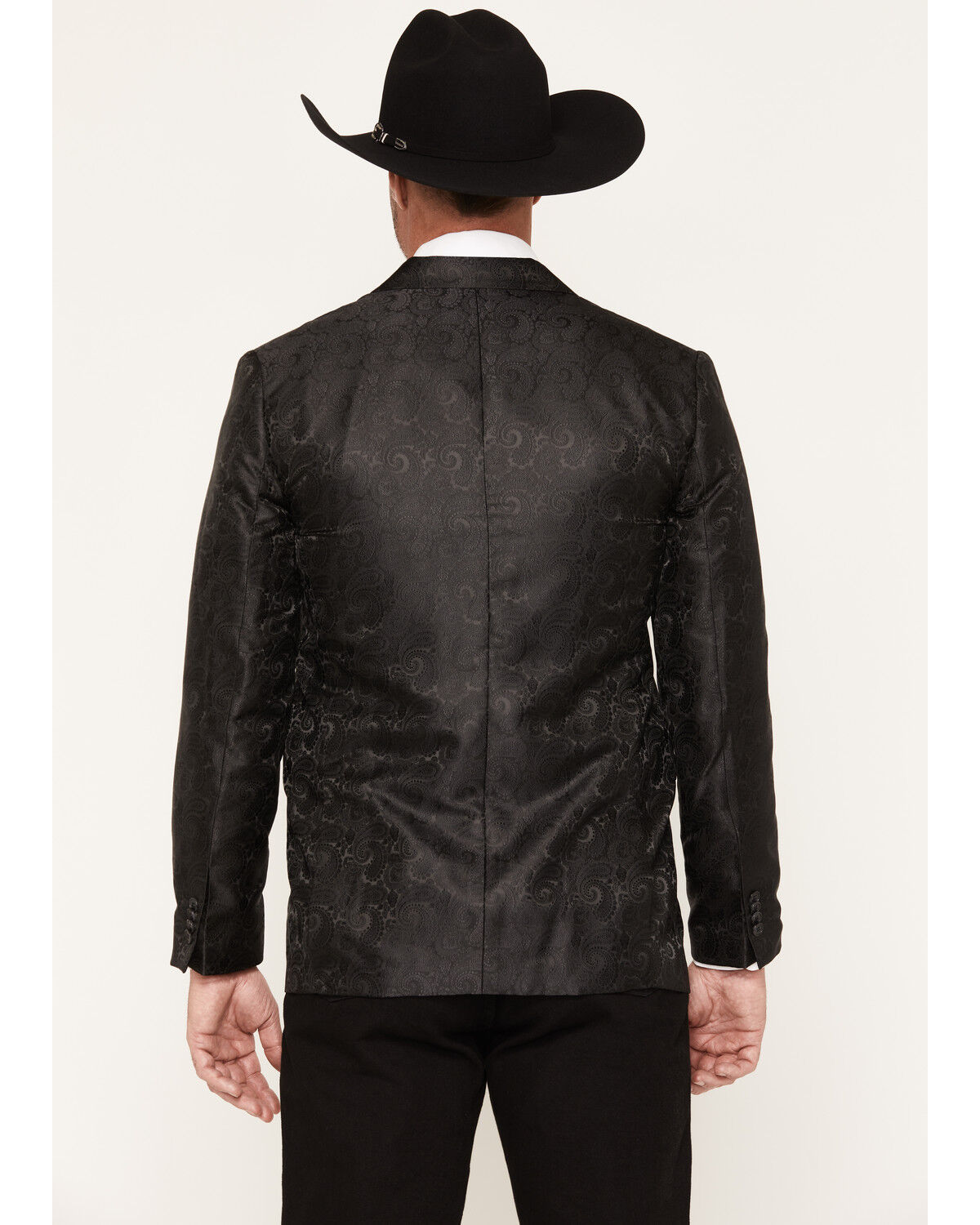 Image #4 - Rock & Roll Denim Men's Paisley Print Satin Sportcoat, Black, hi-res