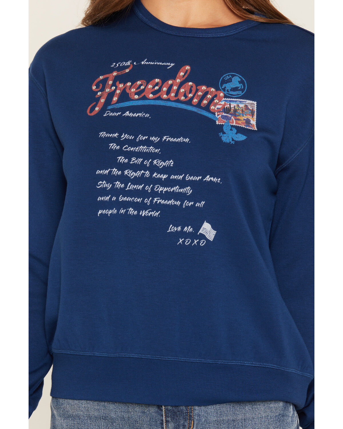 Image #3 - Shyanne Women's America 250 Dear America Long Sleeve Graphic Tee, Navy, hi-res