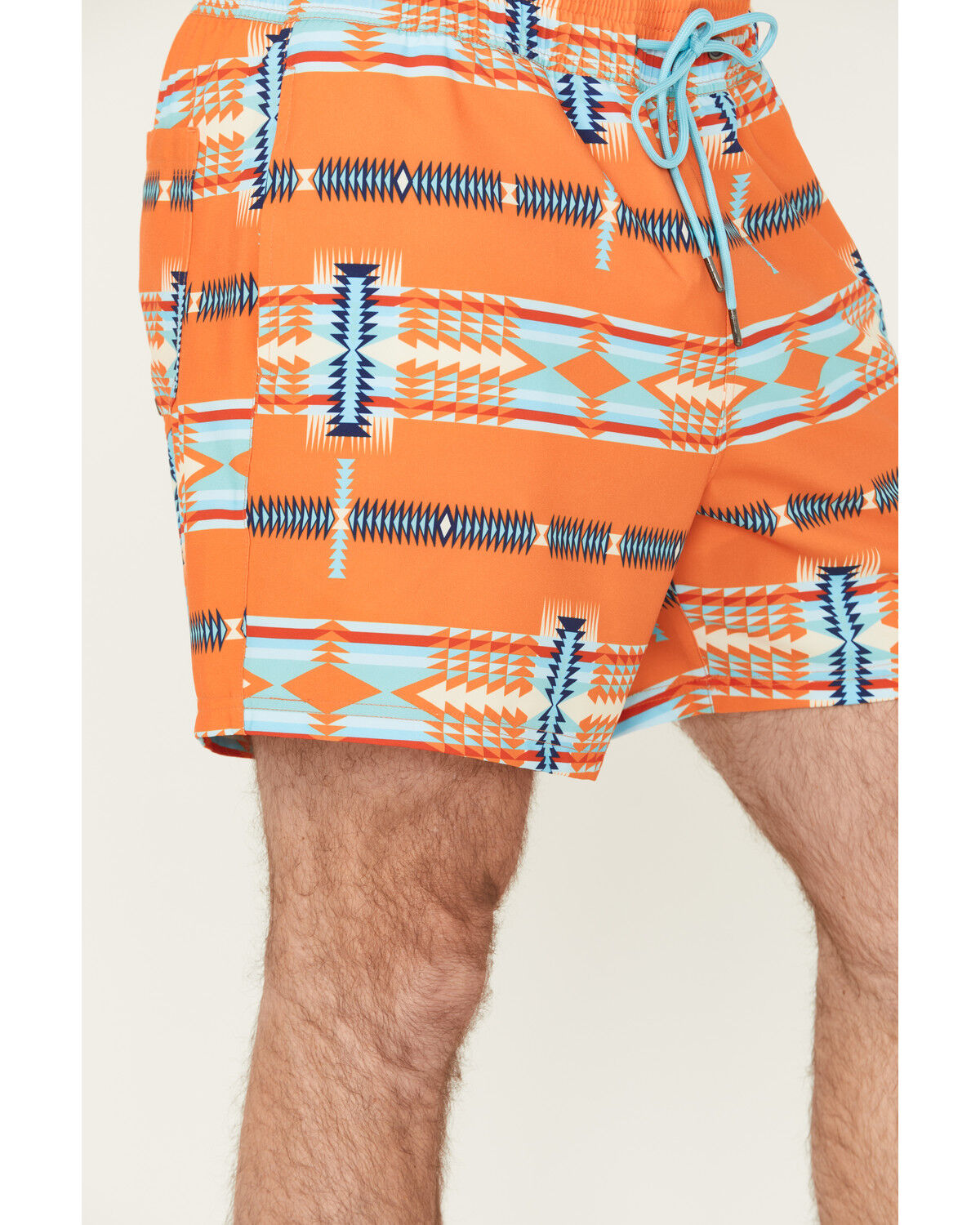 Image #2 - Panhandle Men's Southwestern Print Stretch Board Shorts, Orange, hi-res