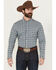 Image #1 - Cody James Men's Bob Plaid Print Long Sleeve Button-Down Western Shirt, Blue, hi-res
