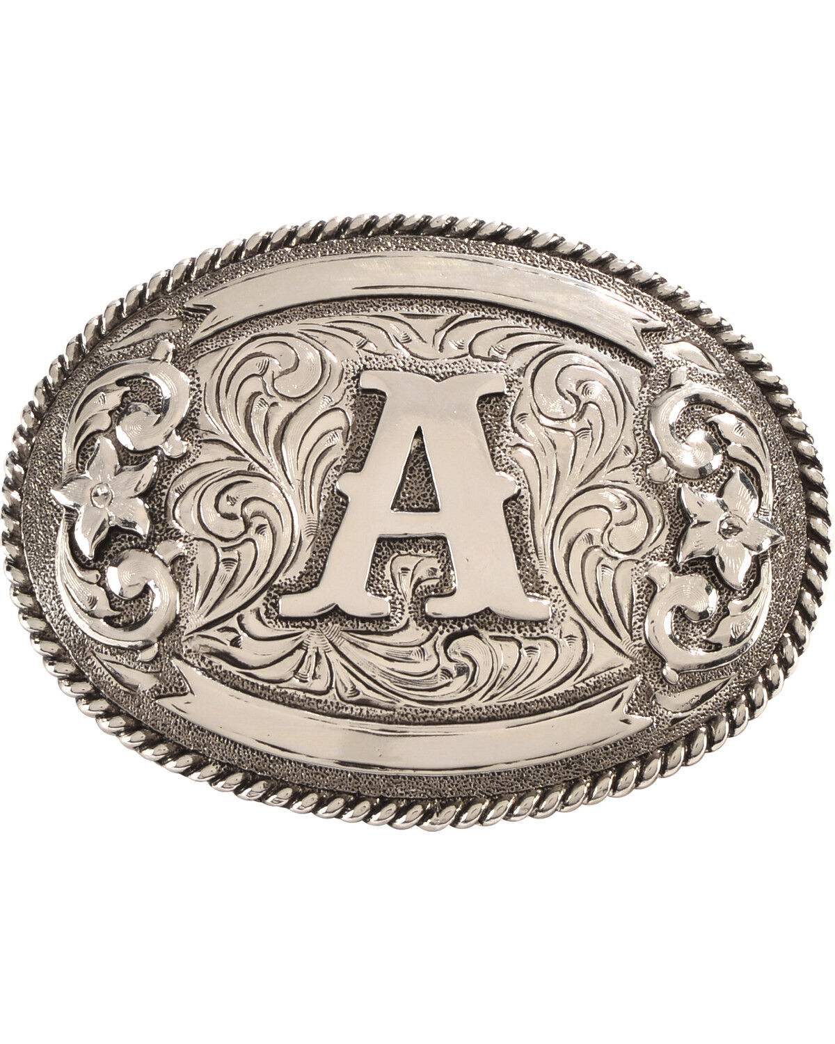 Cody James Oval Letter A Initial Belt Buckle, Silver, hi-res