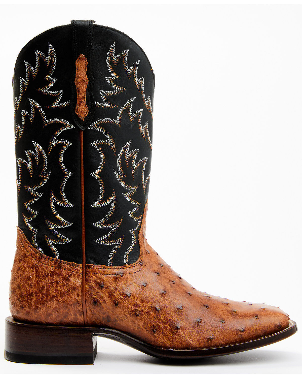 Image #2 - Cody James Men's Full Quill Cognac Ostrich Exotic Western Boots - Broad Square Toe, Black, hi-res