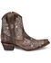 Image #2 - Circle G Women's Floral Embroidered Western Booties - Snip Toe, Chocolate, hi-res