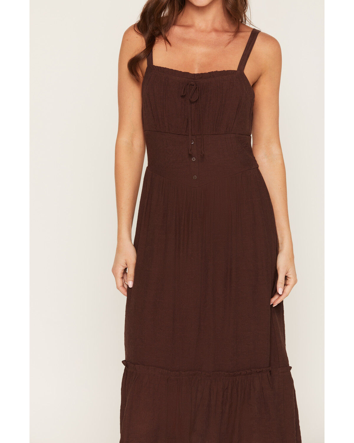 Image #3 - June & Hudson Women's Corset Button-Down Sleeveless Midi Dress, Chocolate, hi-res