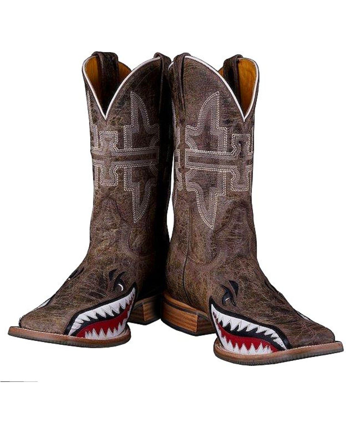 Image #4 - Tin Haul Men's Gnarly Bite Western Boots - Broad Square Toe, Brn Bomber, hi-res