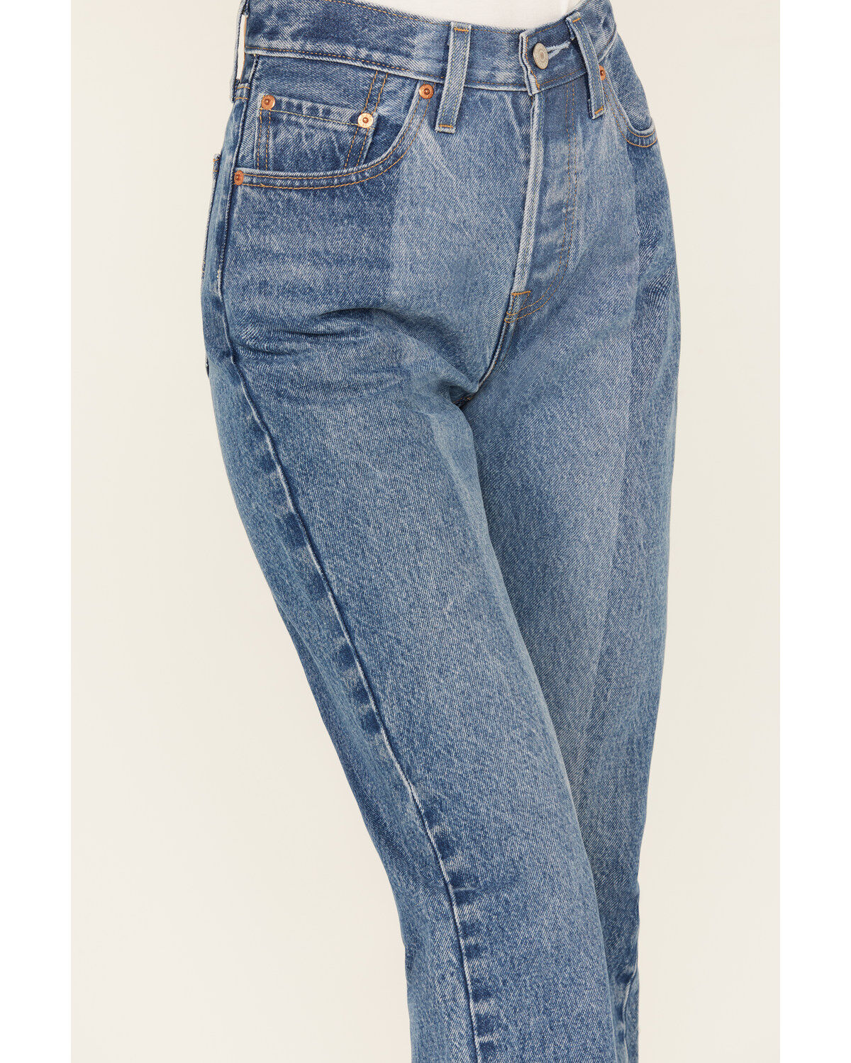 Image #4 - Levi's Women's Medium Wash Laser Craft High Rise Two Toned 501 Straight Jeans, , hi-res