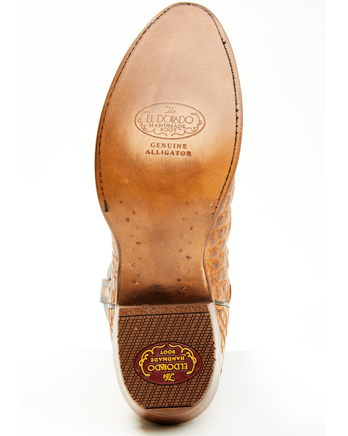 Image #7 - El Dorado Men's Exotic American Alligator Western Boots - Round Toe, Brass, hi-res