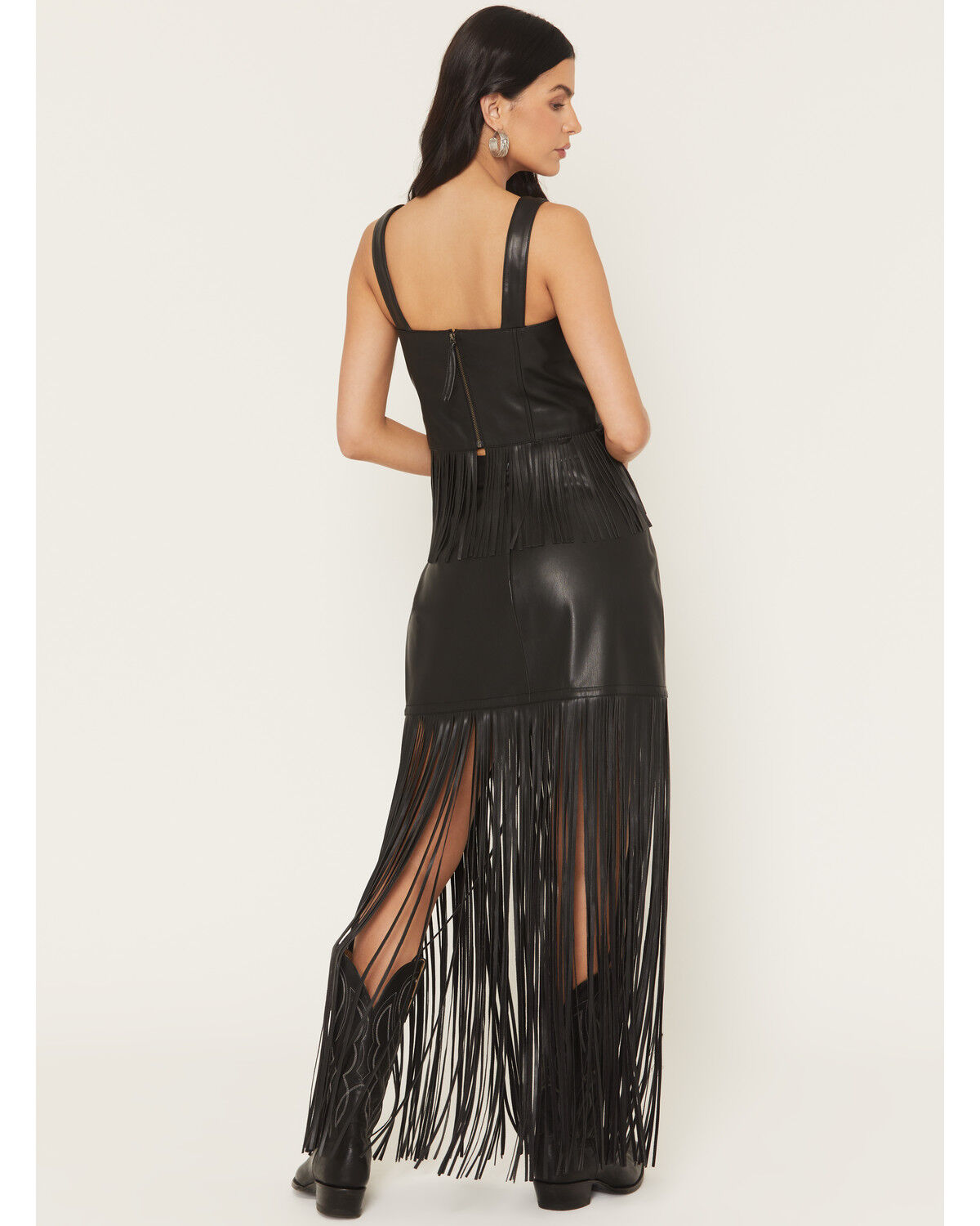 Image #4 - Idyllwind Women's Payson Faux Leather Fringe Midi Skirt, , hi-res
